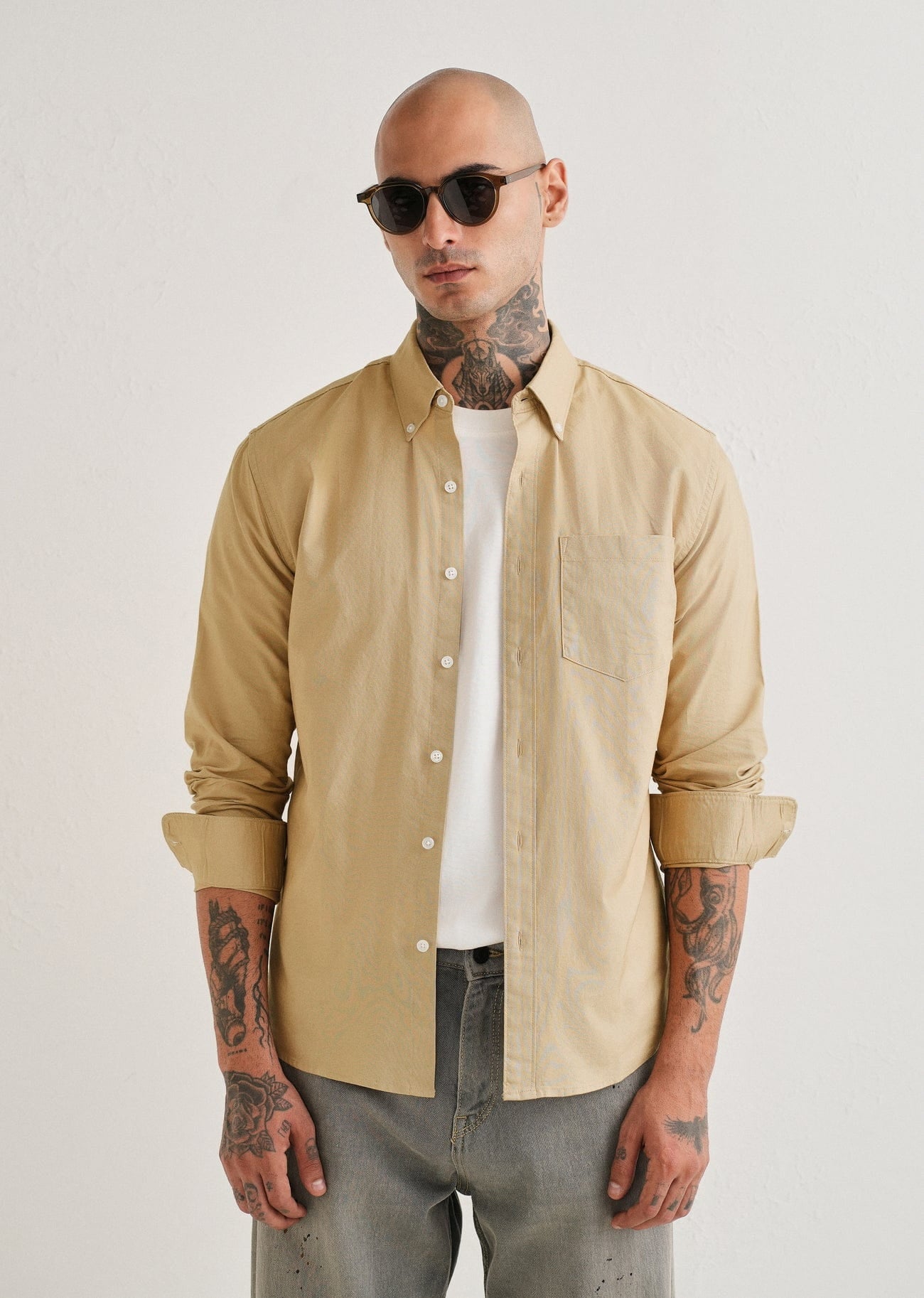 Classic Fit Garment-Dyed Oxford Shirt (Surrey Tan)