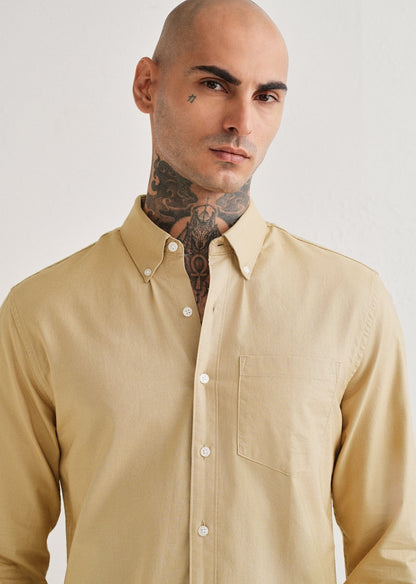 Classic Fit Garment-Dyed Oxford Shirt (Surrey Tan)