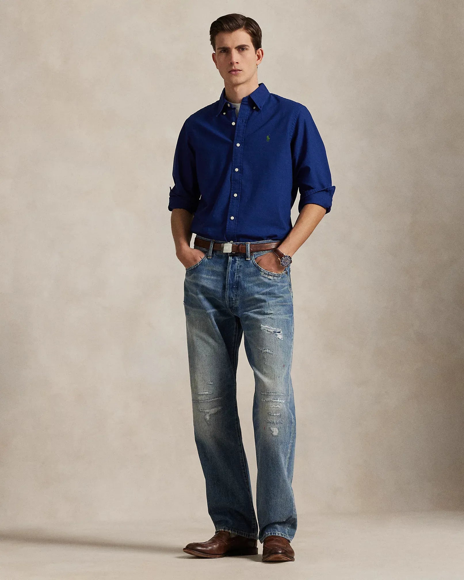 Classic Fit Garment-Dyed Oxford Shirt (Fresh Water)
