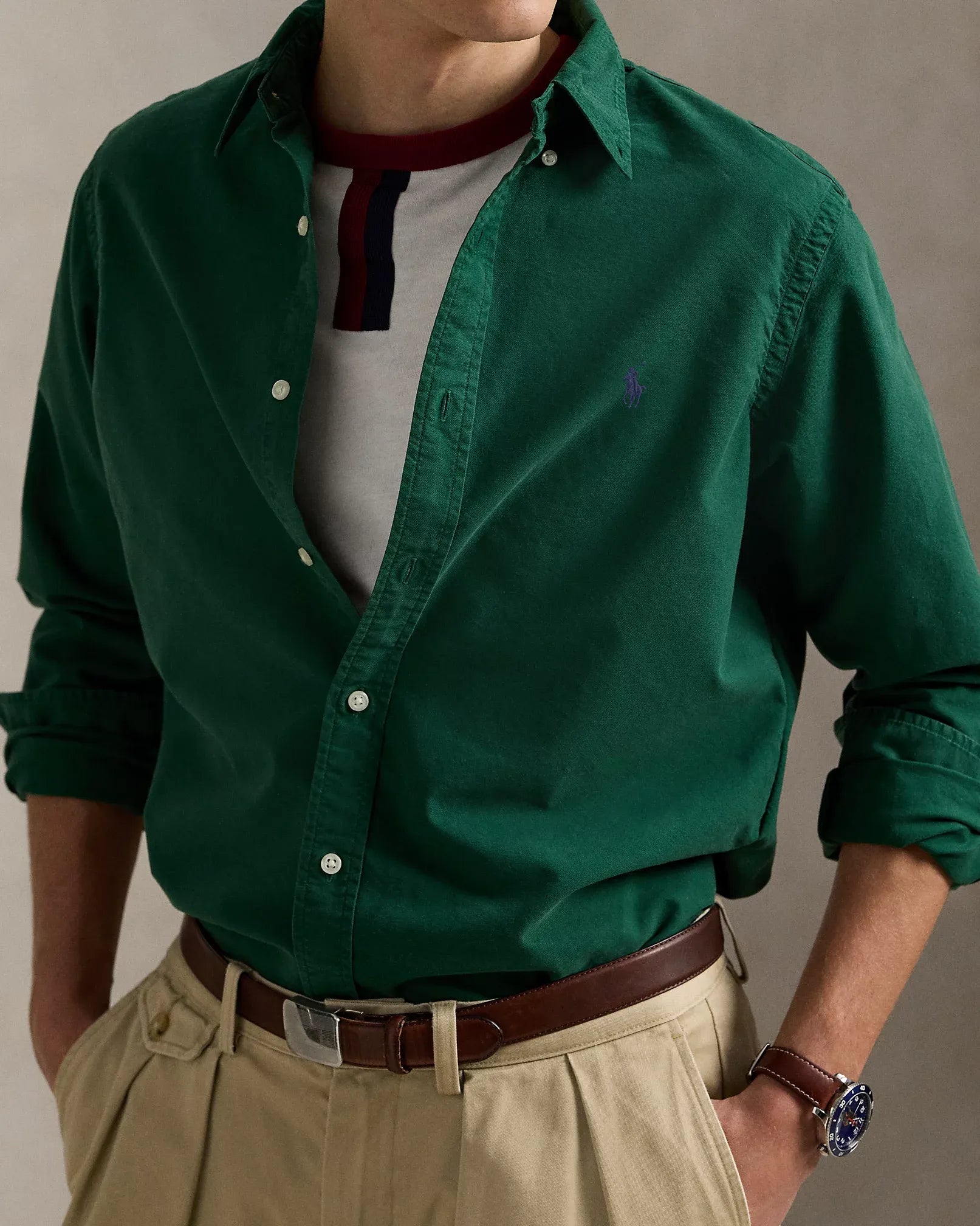 Classic Fit Garment-Dyed Oxford Shirt (New Forest)