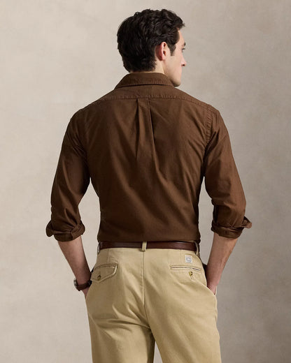 Classic Fit Garment-Dyed Oxford Shirt (Chocolate Mousse)