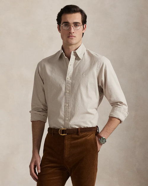 Classic Fit Garment-Dyed Oxford Shirt (Stoneware Grey)