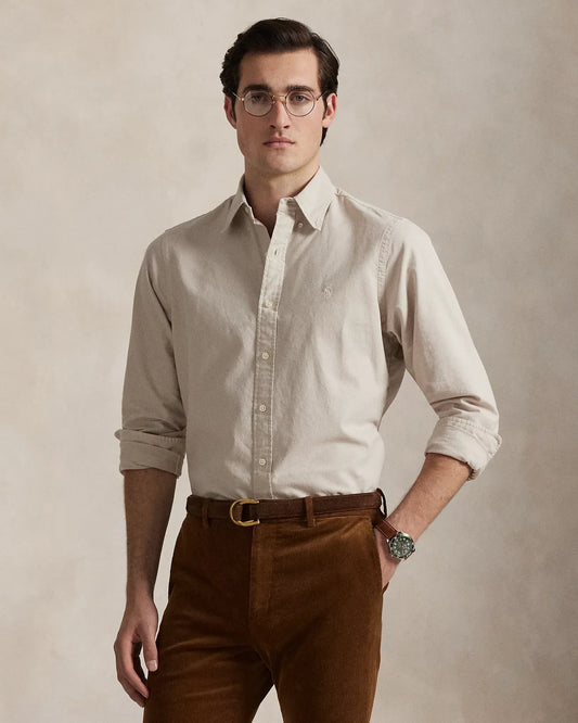 Classic Fit Garment-Dyed Oxford Shirt (Stoneware Grey)