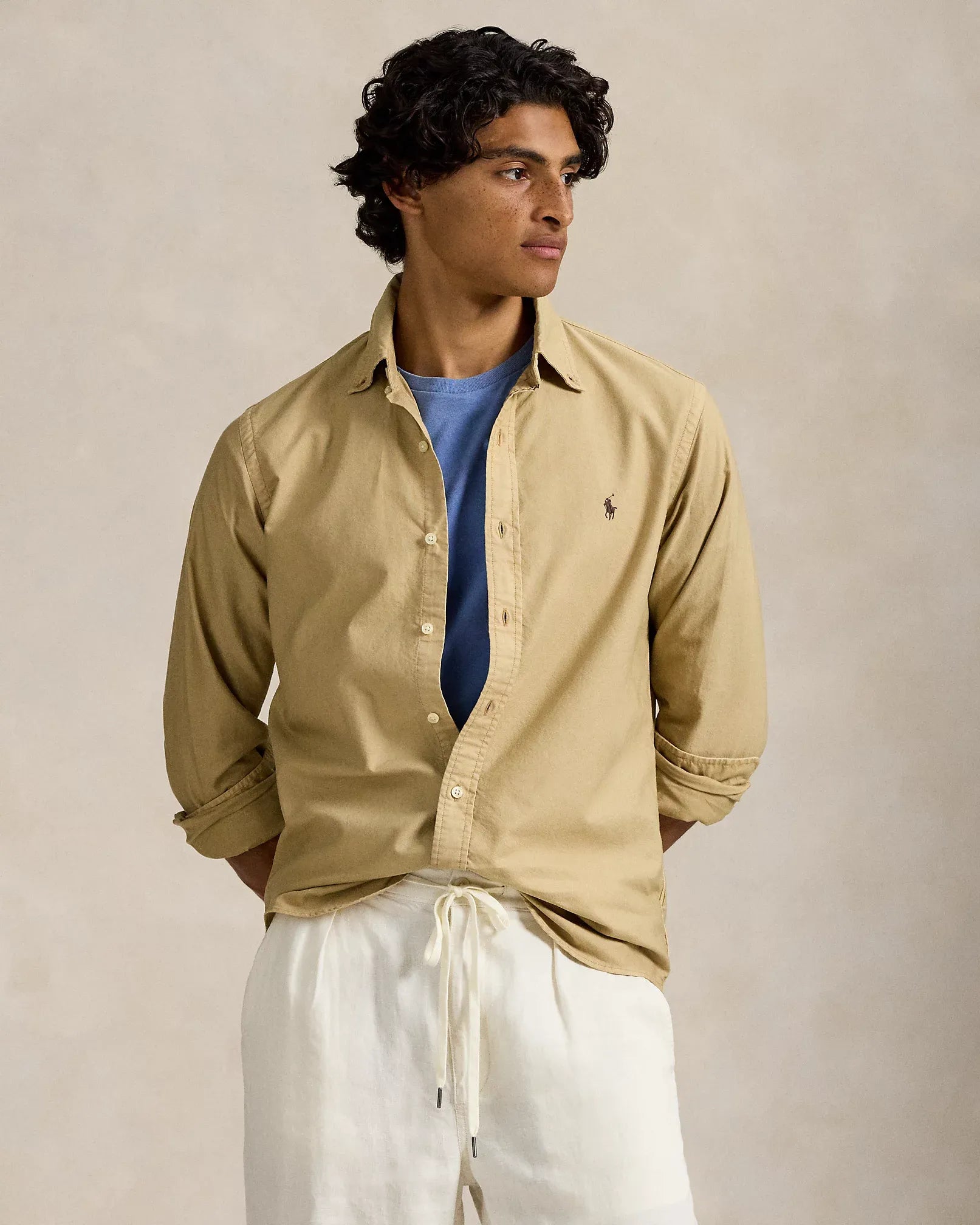 Classic Fit Garment-Dyed Oxford Shirt (Coastal Beige)
