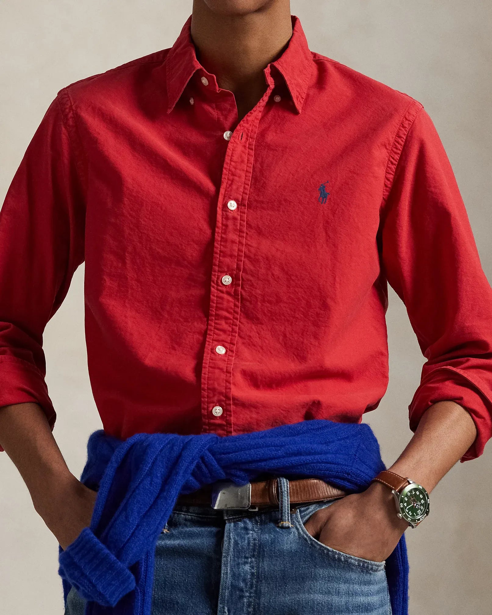 Classic Fit Garment-Dyed Oxford Shirt (New Brick)