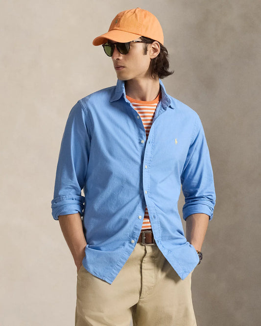 Classic Fit Garment-Dyed Oxford Shirt (Bristol Blue)