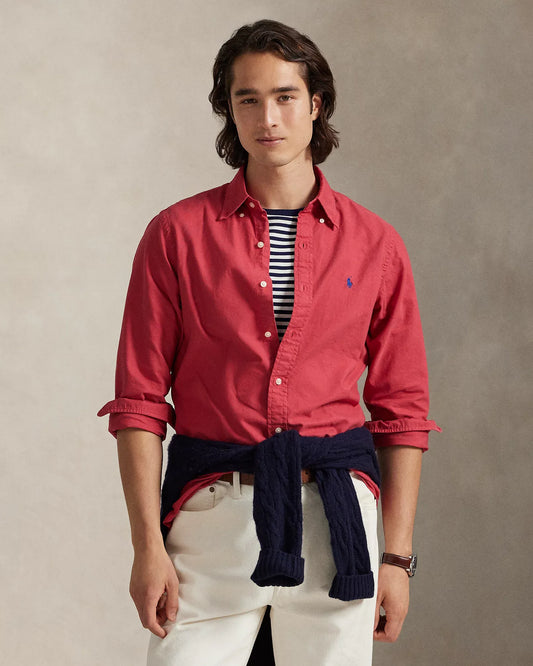 Classic Fit Garment-Dyed Oxford Shirt (Nantucket Red)