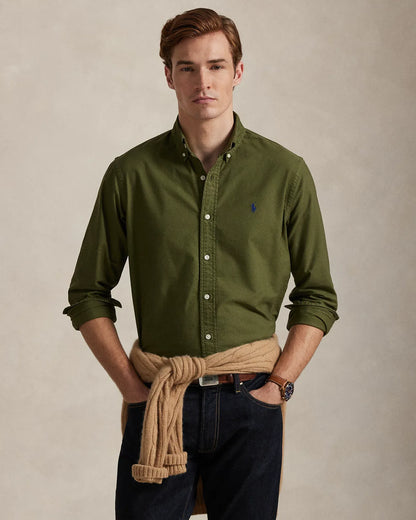 Classic Fit Garment-Dyed Oxford Shirt (New Olive)