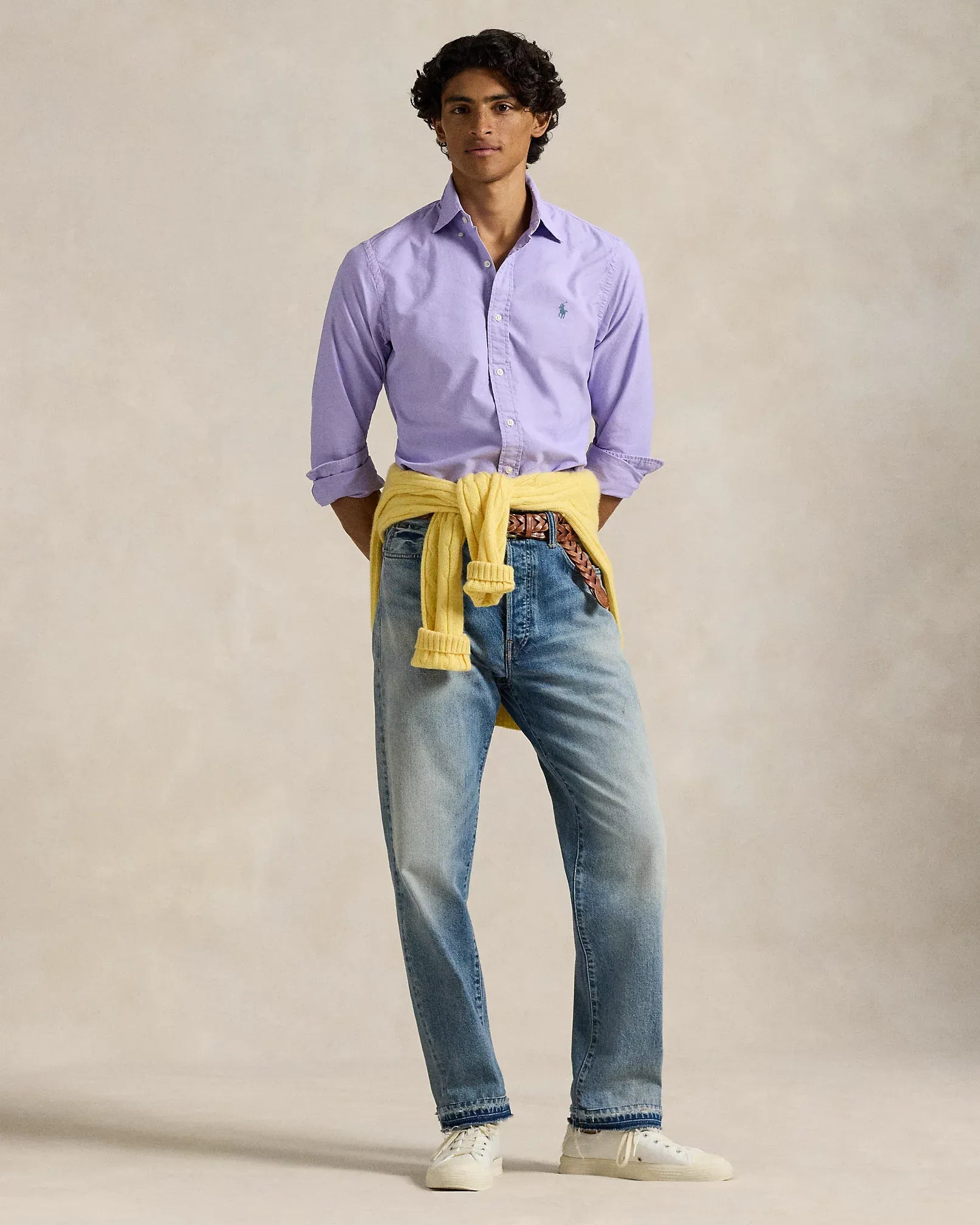 Classic Fit Garment-Dyed Oxford Shirt (Sky Lavender)