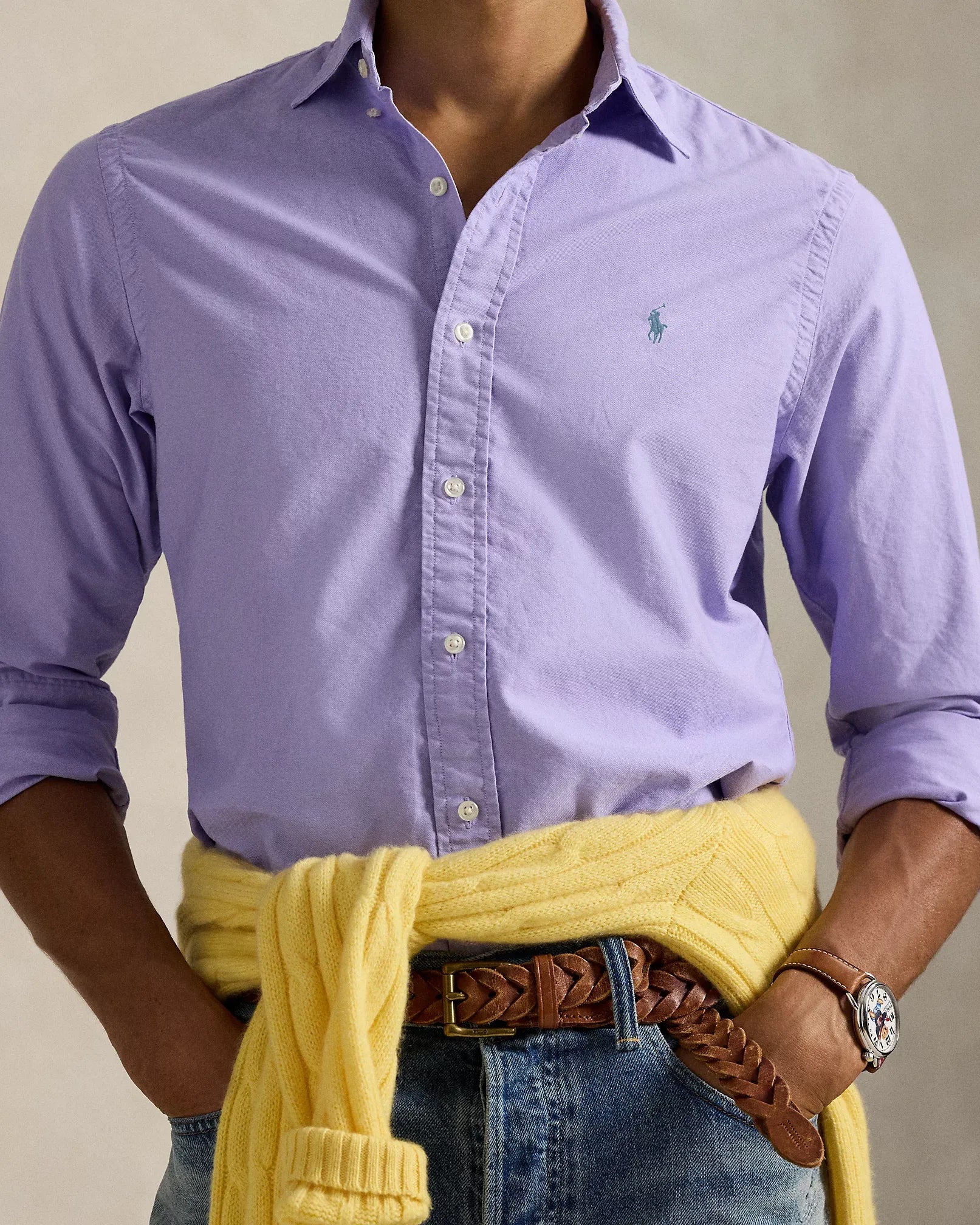 Classic Fit Garment-Dyed Oxford Shirt (Sky Lavender)