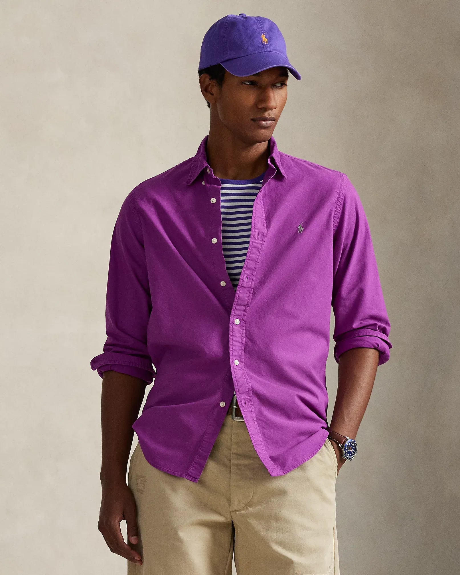Classic Fit Garment-Dyed Oxford Shirt (Purple Dawn)