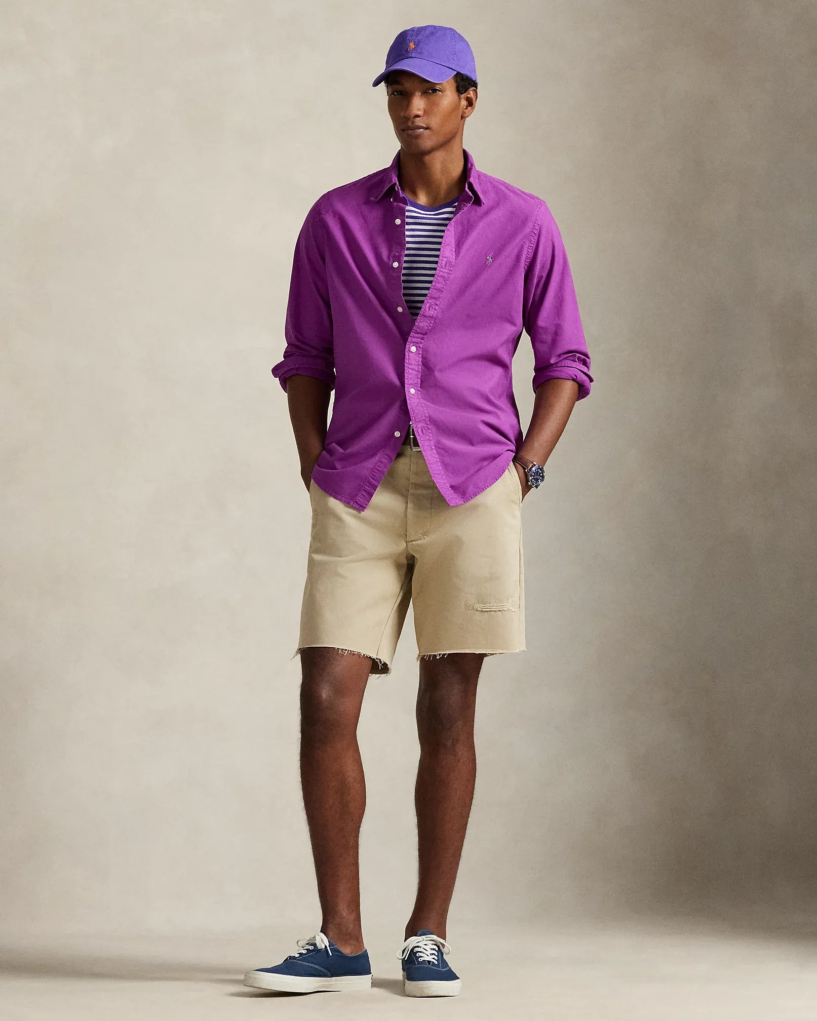 Classic Fit Garment-Dyed Oxford Shirt (Purple Dawn)