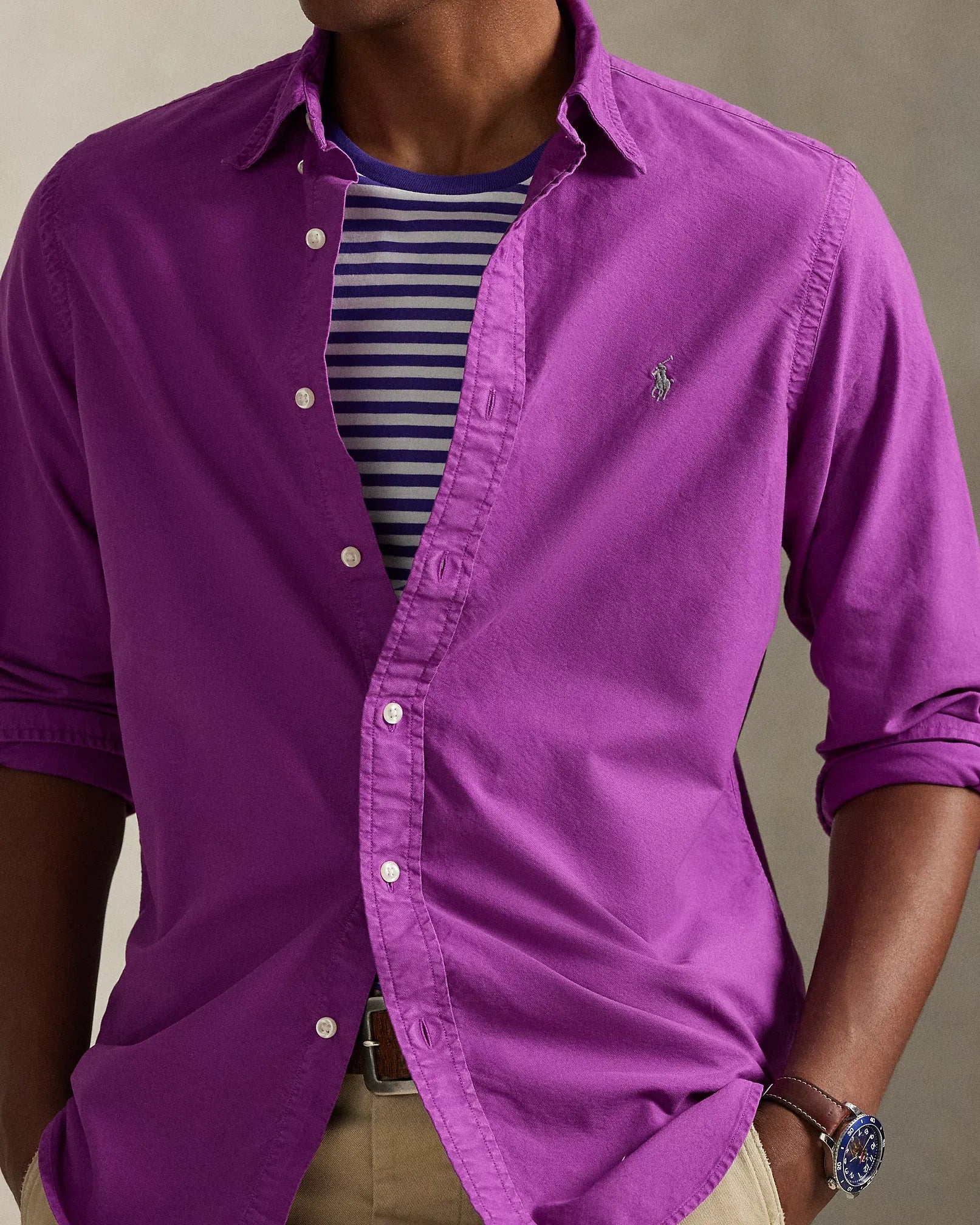 Classic Fit Garment-Dyed Oxford Shirt (Purple Dawn)