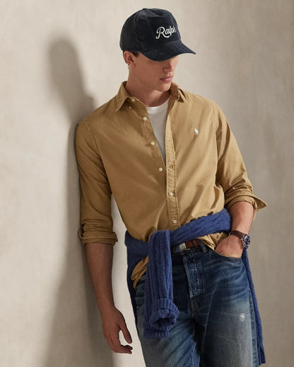 Classic Fit Garment-Dyed Oxford Shirt (Cafe Tan)