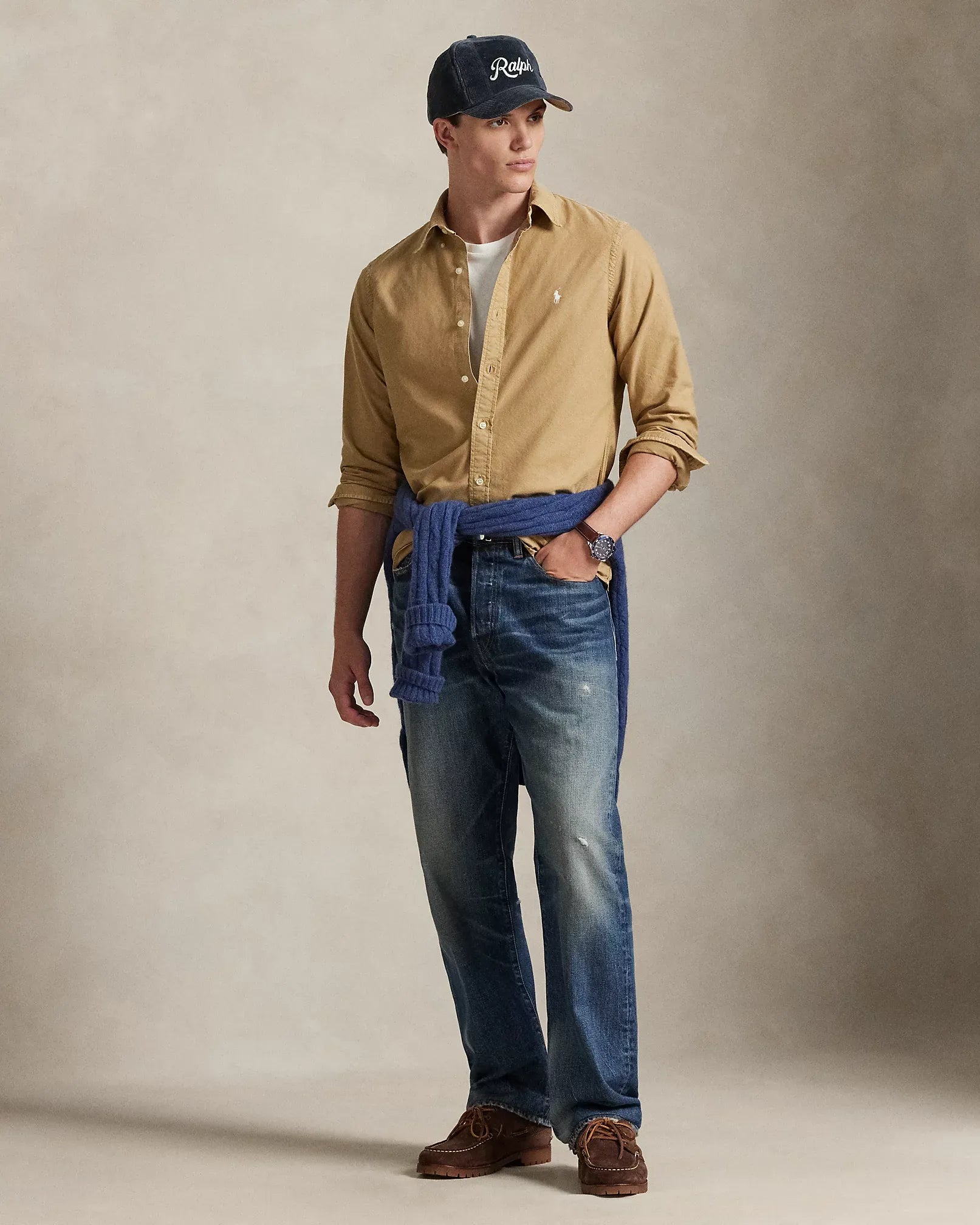 Classic Fit Garment-Dyed Oxford Shirt (Cafe Tan)