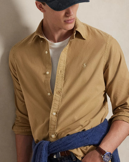 Classic Fit Garment-Dyed Oxford Shirt (Cafe Tan)