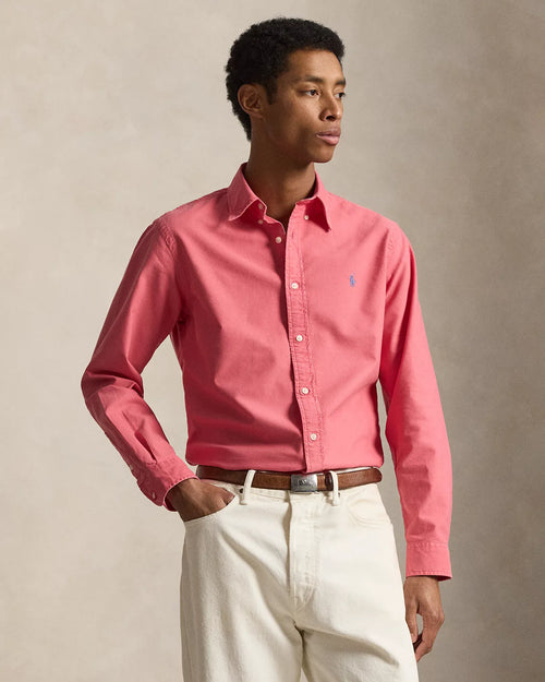 Classic Fit Garment-Dyed Oxford Shirt (Pale Red)