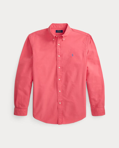 Classic Fit Garment-Dyed Oxford Shirt (Pale Red)