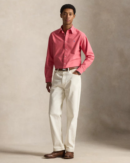 Classic Fit Garment-Dyed Oxford Shirt (Pale Red)