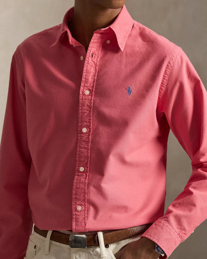 Classic Fit Garment-Dyed Oxford Shirt (Pale Red)