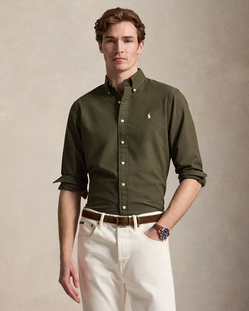 Classic Fit Garment-Dyed Oxford Shirt (Armadillo)