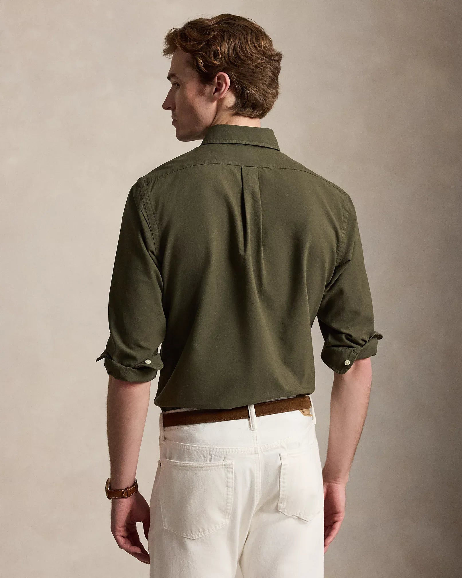Classic Fit Garment-Dyed Oxford Shirt (Armadillo)