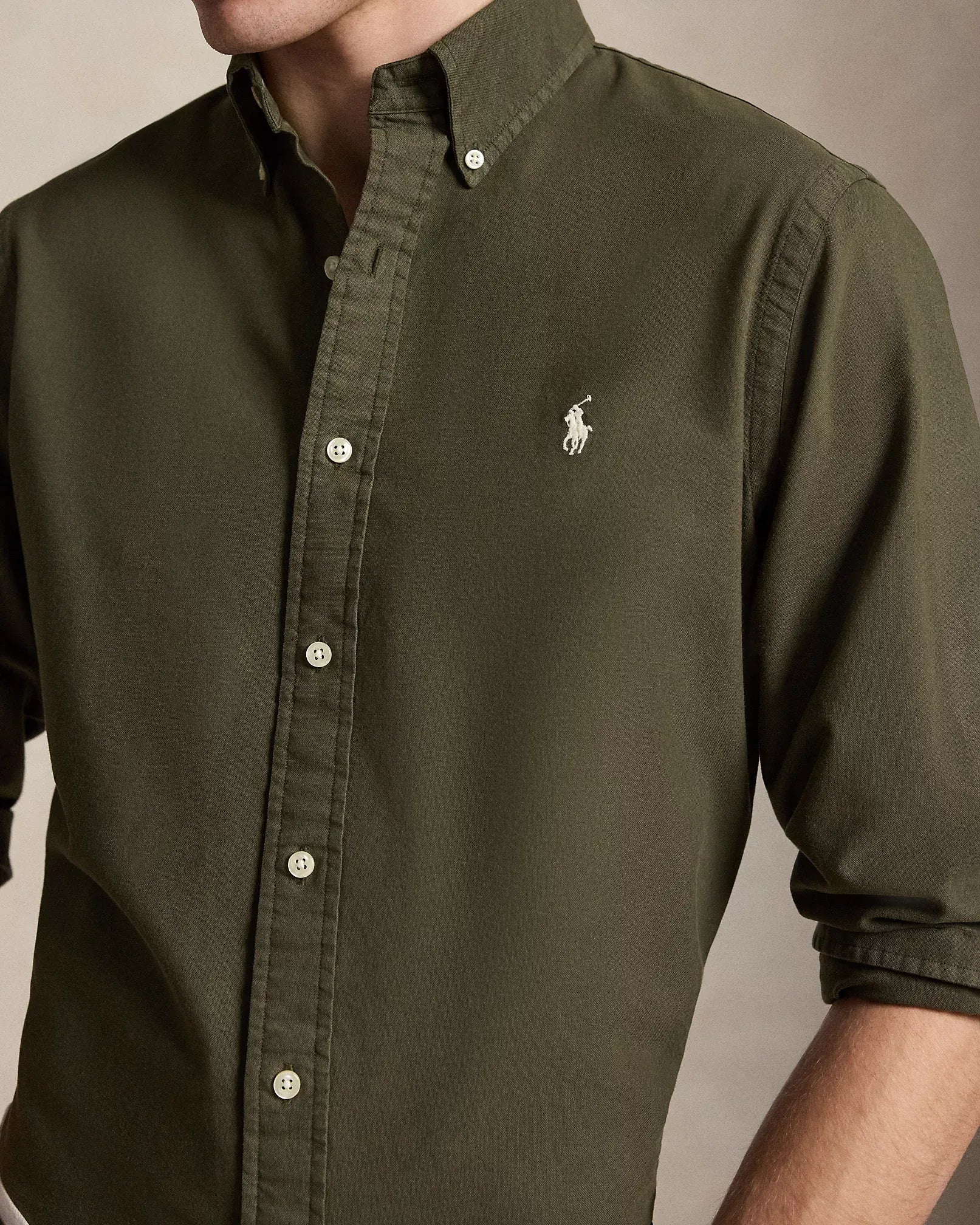 Classic Fit Garment-Dyed Oxford Shirt (Armadillo)