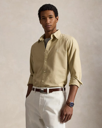 Classic Fit Garment-Dyed Oxford Shirt (Dune Tan)