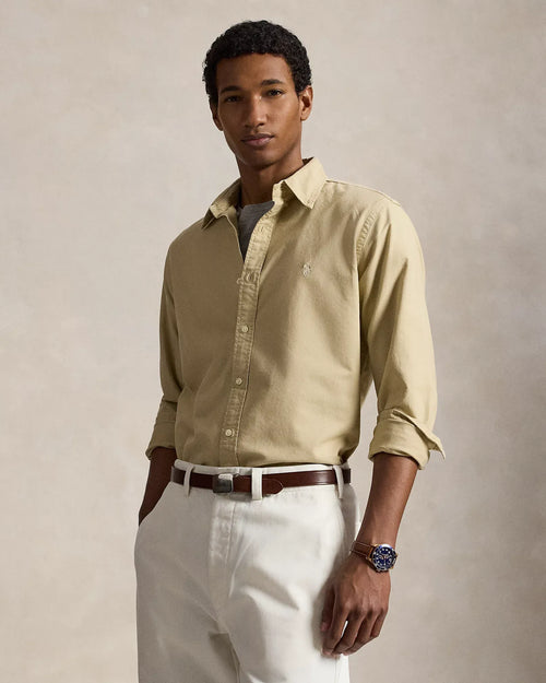 Classic Fit Garment-Dyed Oxford Shirt (Dune Tan)