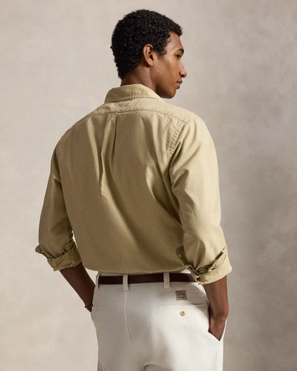 Classic Fit Garment-Dyed Oxford Shirt (Dune Tan)