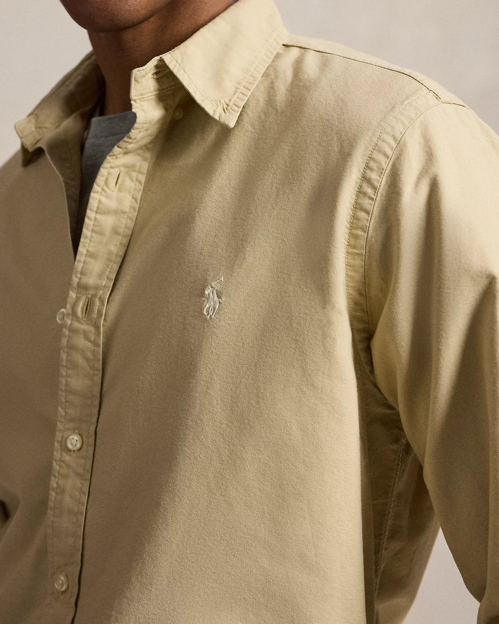 Classic Fit Garment-Dyed Oxford Shirt (Dune Tan)