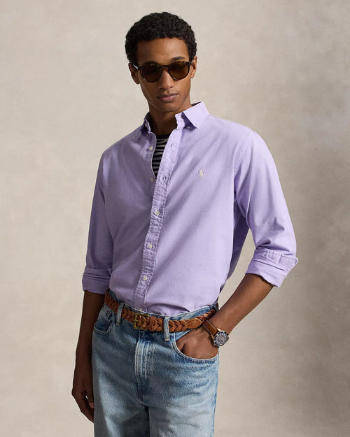 Classic Fit Garment-Dyed Oxford Shirt (Powder Purple)