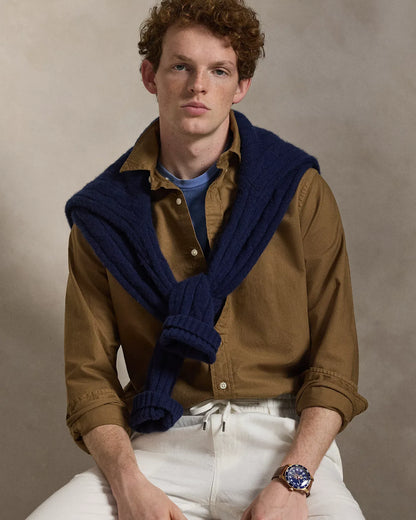 Classic Fit Garment-Dyed Oxford Shirt (RL Brown)