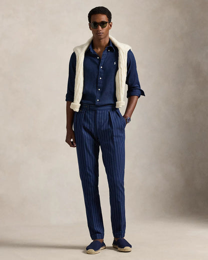 Classic Fit Linen Shirt (Navy)
