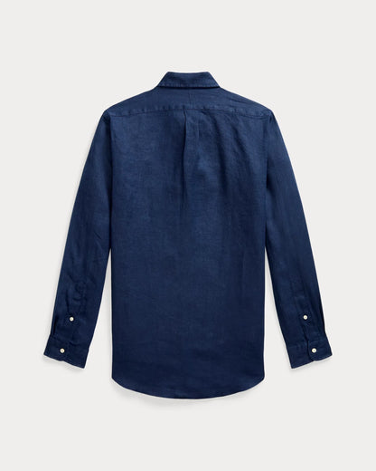 Classic Fit Linen Shirt (Navy)