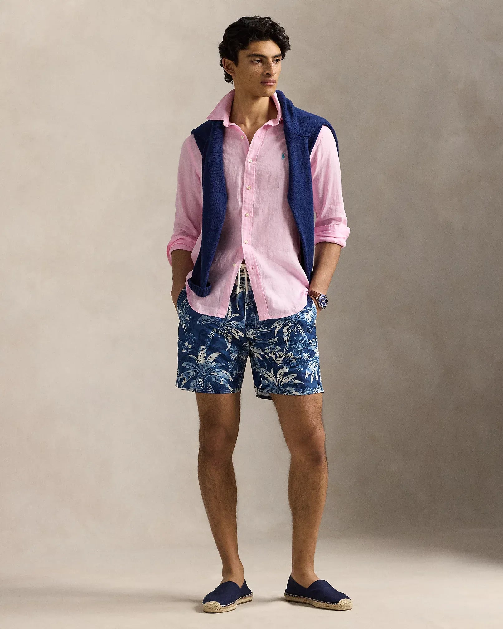 Classic Fit Linen Shirt (Carmel Pink)