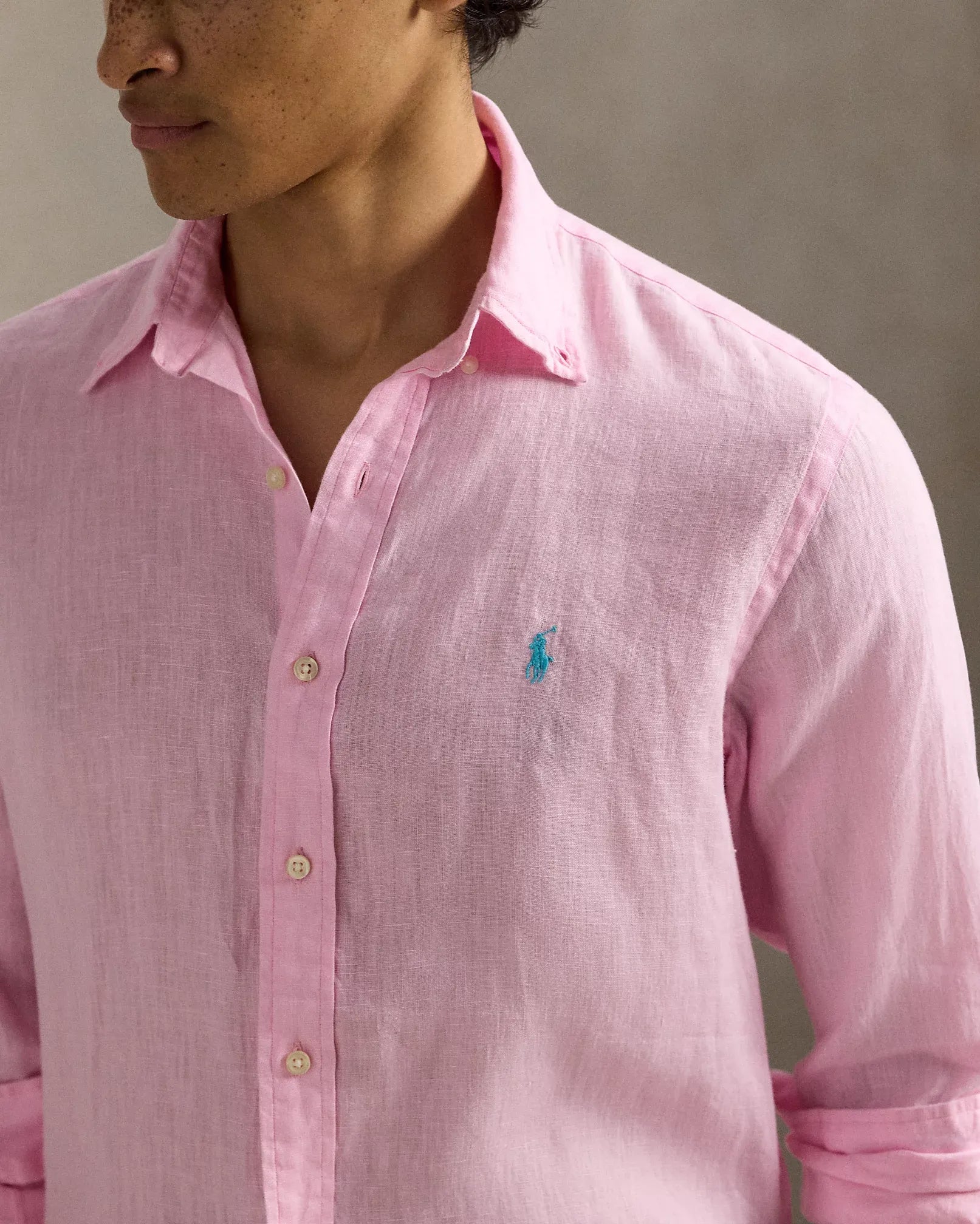 Classic Fit Linen Shirt (Carmel Pink)