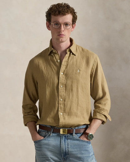Classic Fit Linen Shirt (Café Tan)