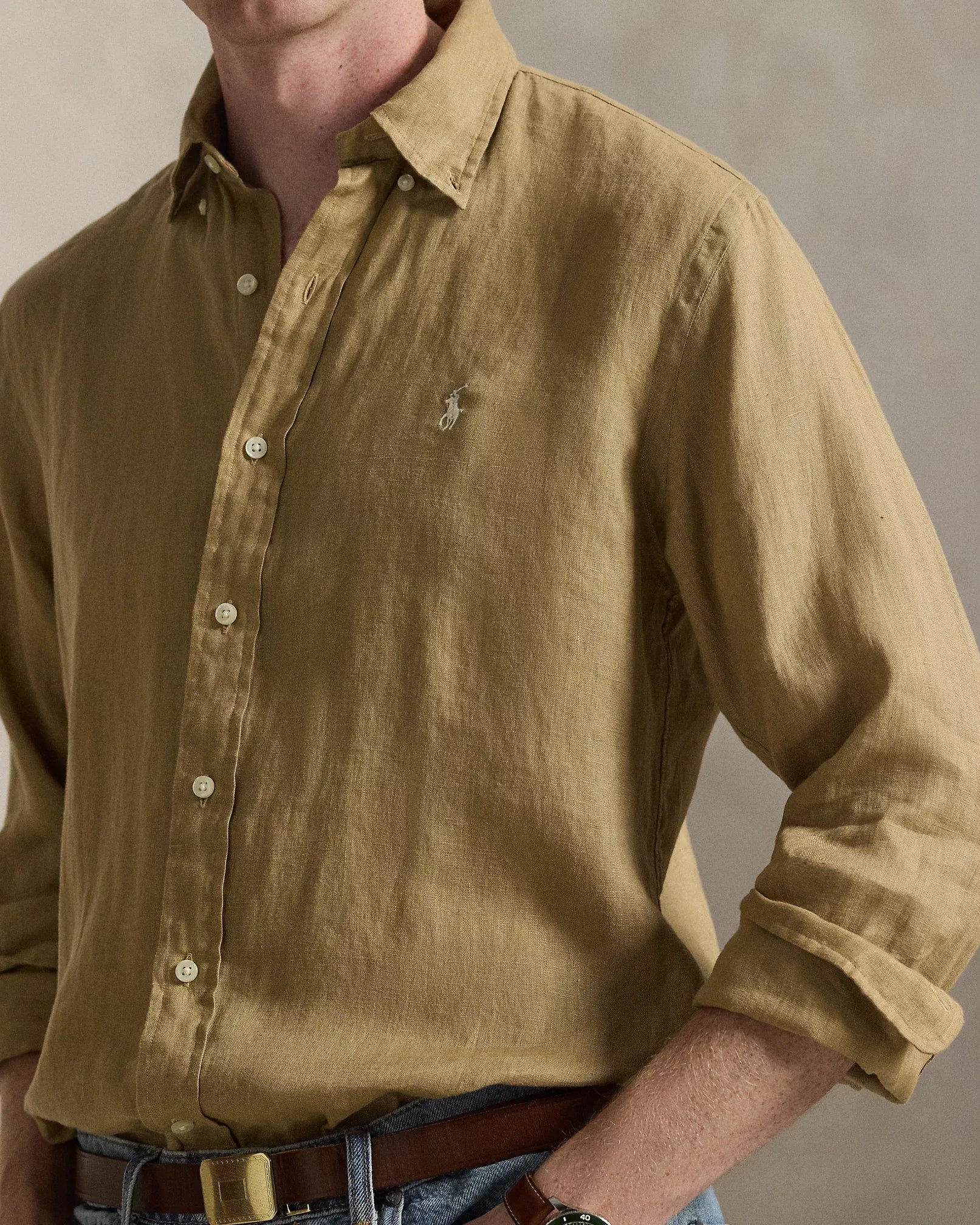 Classic Fit Linen Shirt (Café Tan)