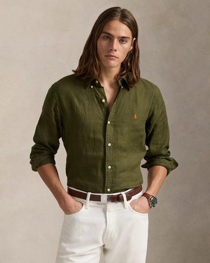 Classic Fit Linen Shirt (New Olive)