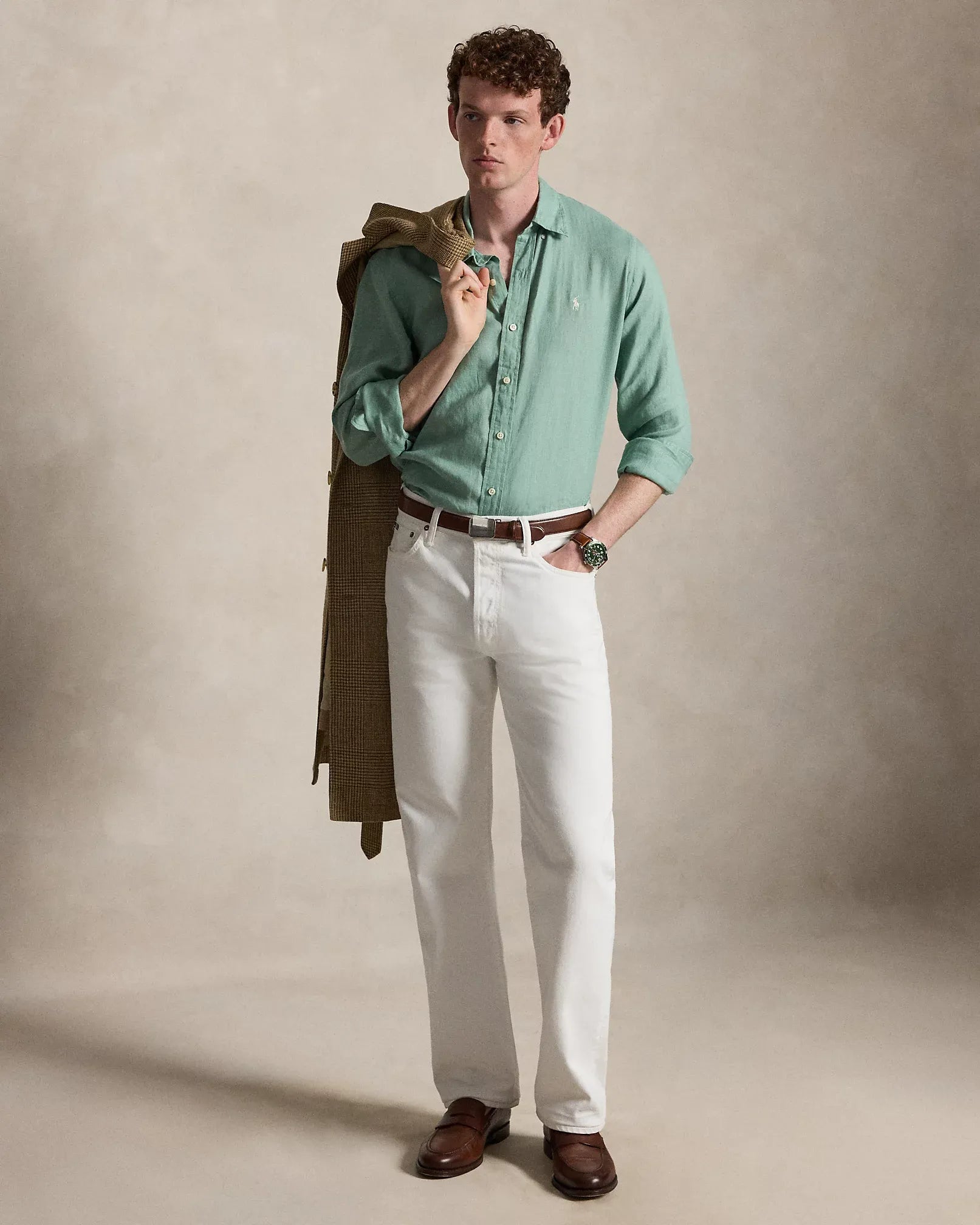 Classic Fit Linen Shirt (Faded Mint)