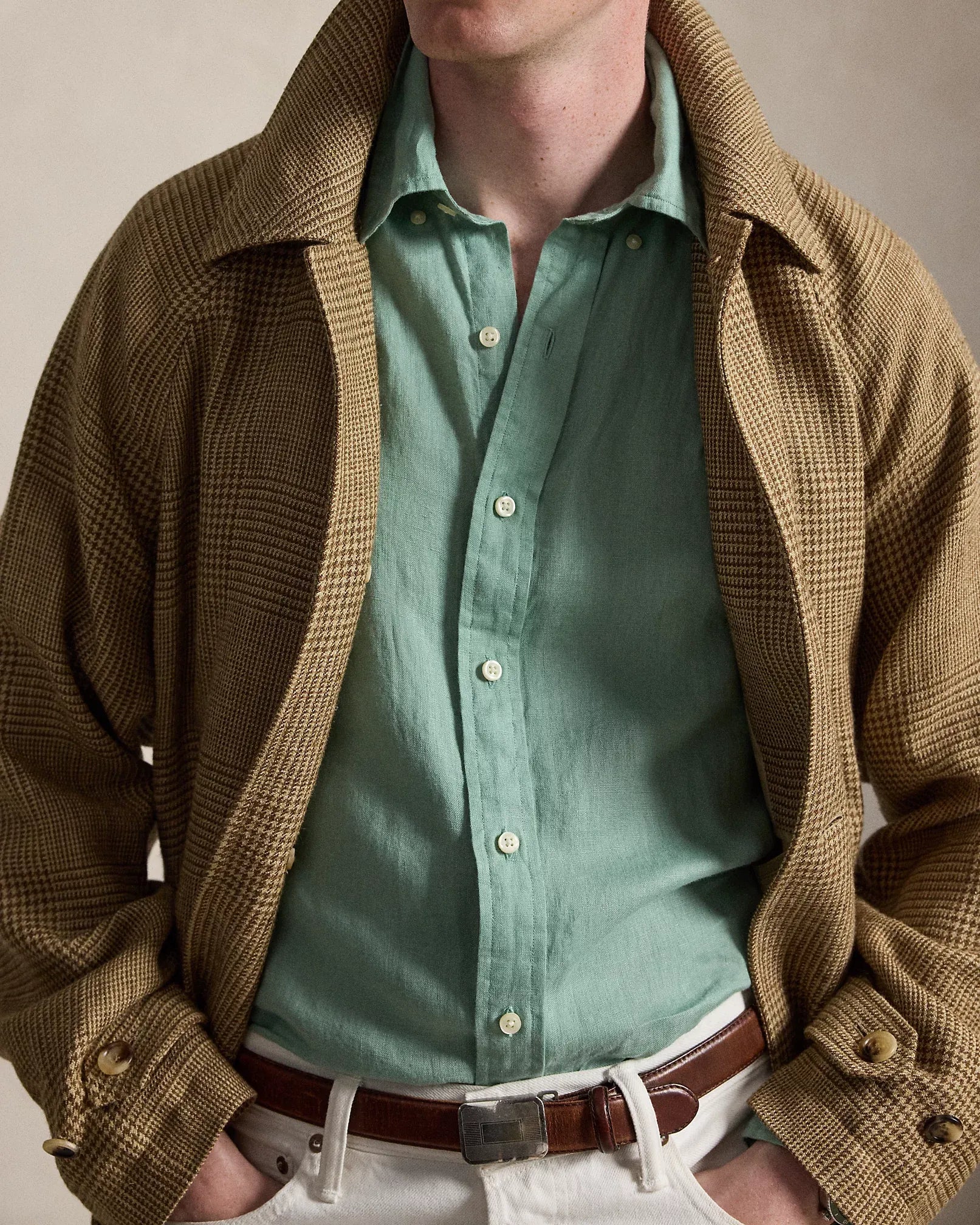 Classic Fit Linen Shirt (Faded Mint)