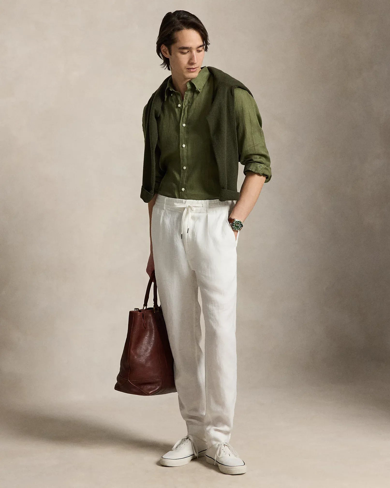 Classic Fit Linen Shirt (Garden Trail)