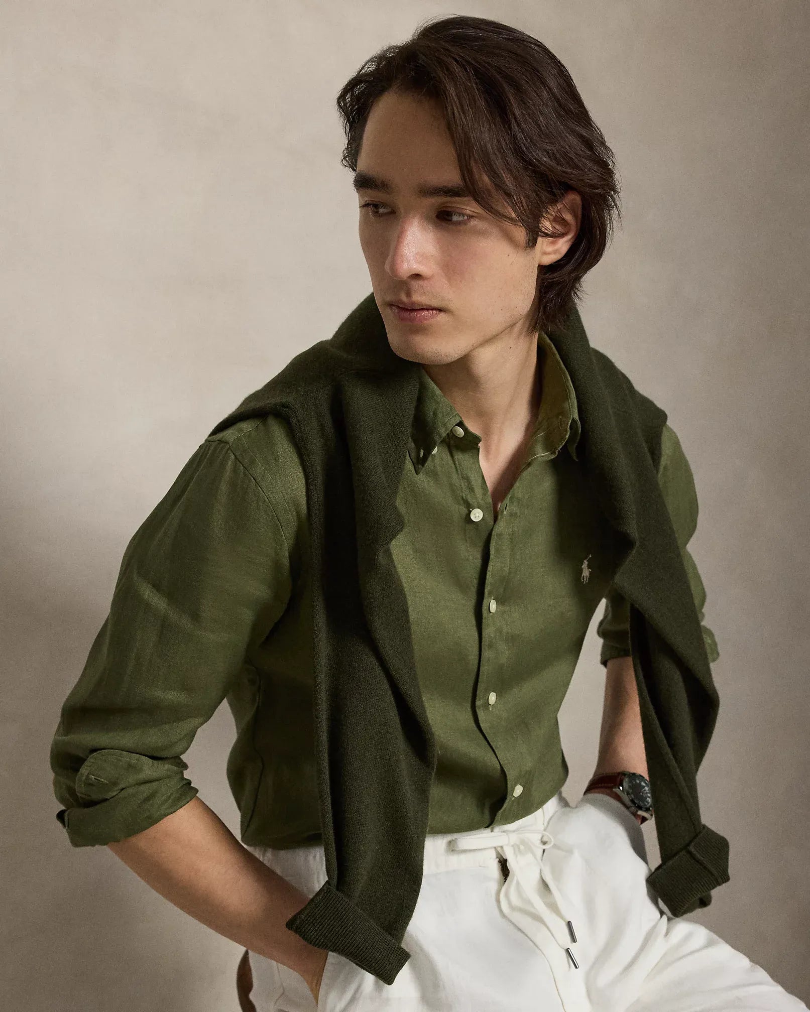Classic Fit Linen Shirt (Garden Trail)