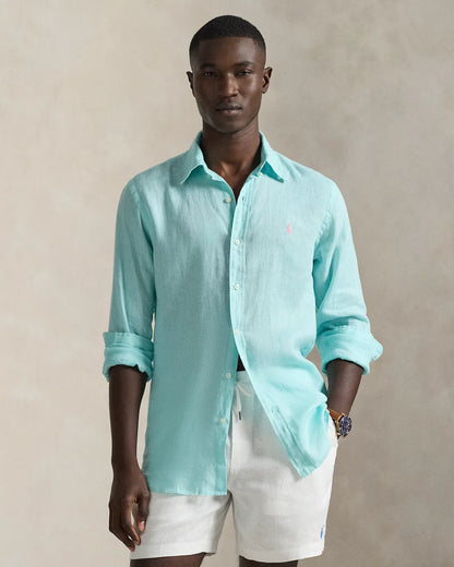 Classic Fit Linen Shirt (New Aqua)