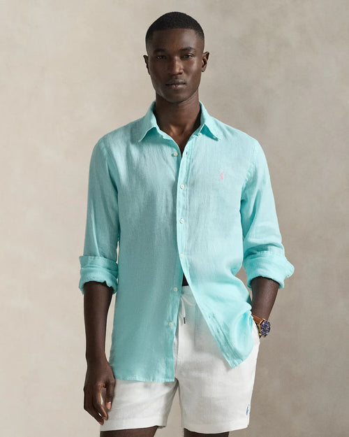 Classic Fit Linen Shirt (New Aqua)