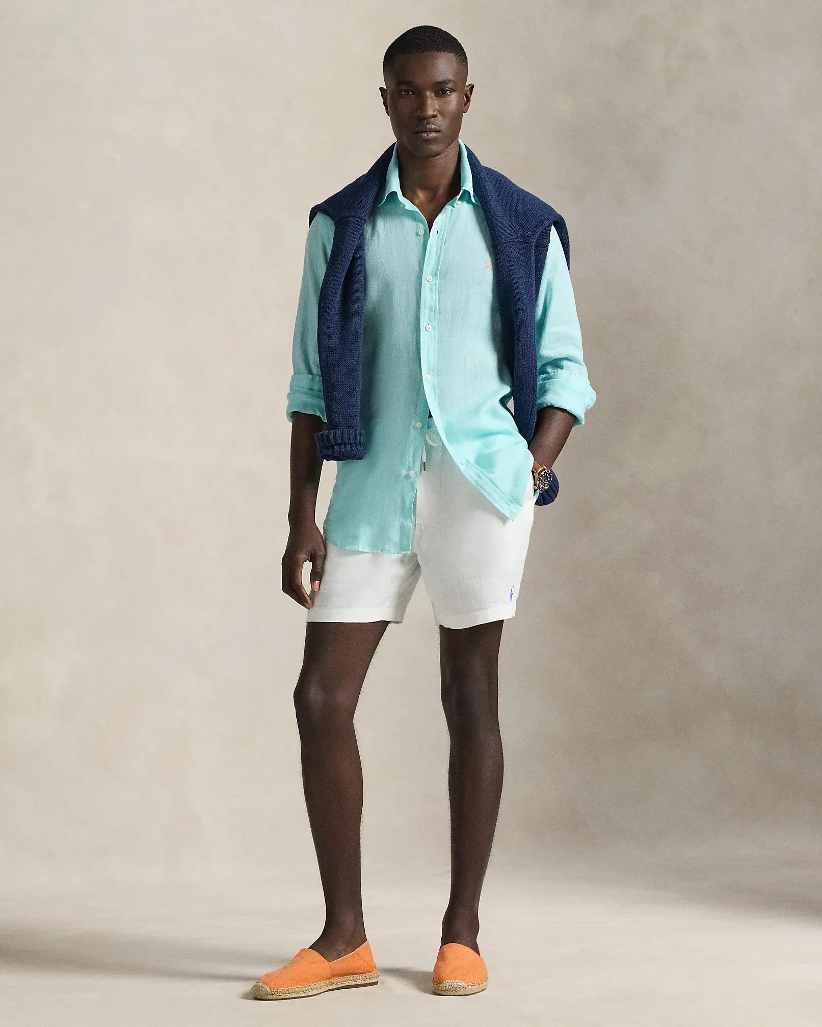 Classic Fit Linen Shirt (New Aqua)