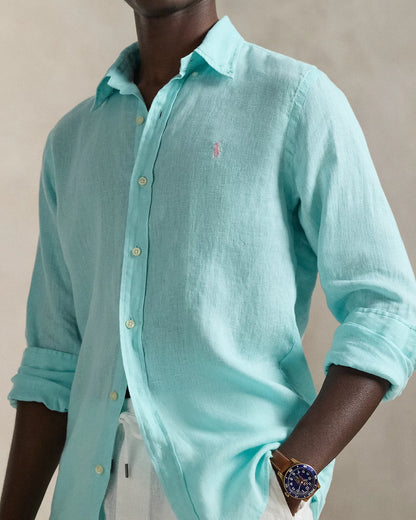 Classic Fit Linen Shirt (New Aqua)