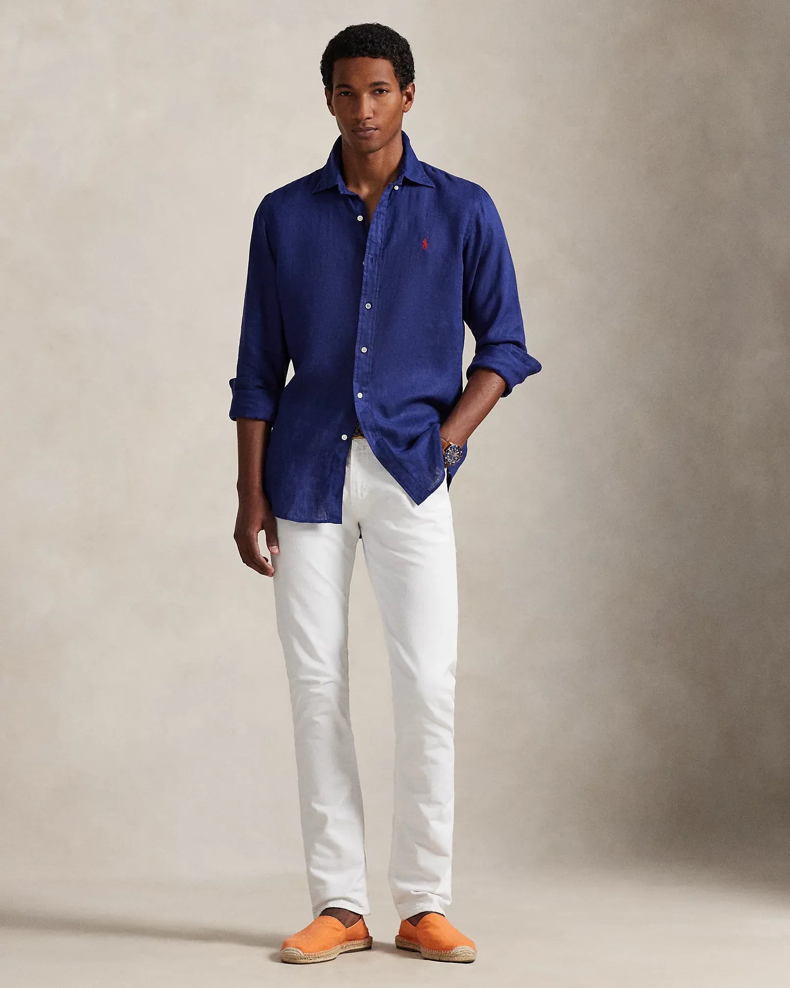 Classic Fit Linen Shirt (New Classic Navy)