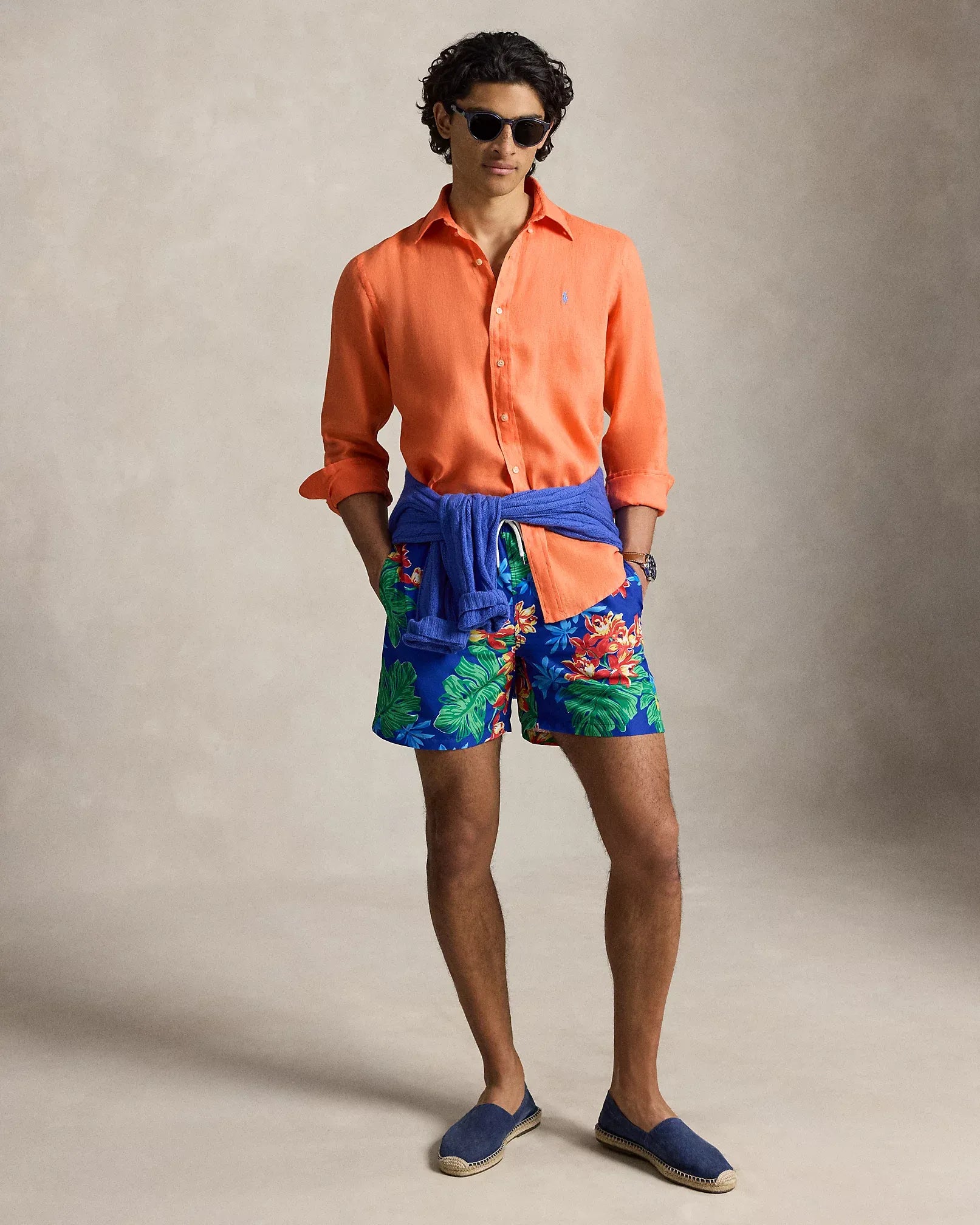 Classic Fit Linen Shirt (Pompano Orange)